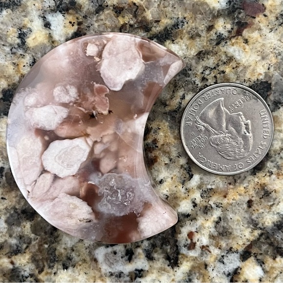 Flower Agate carved star & moon crystal pair 🌙⭐️✨ - Picture 7 of 9